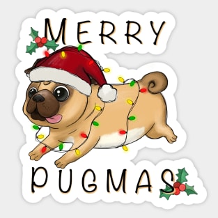 Merry Pugmas Cute Christmas Pun, Gift for Pug Dog Owner Sticker